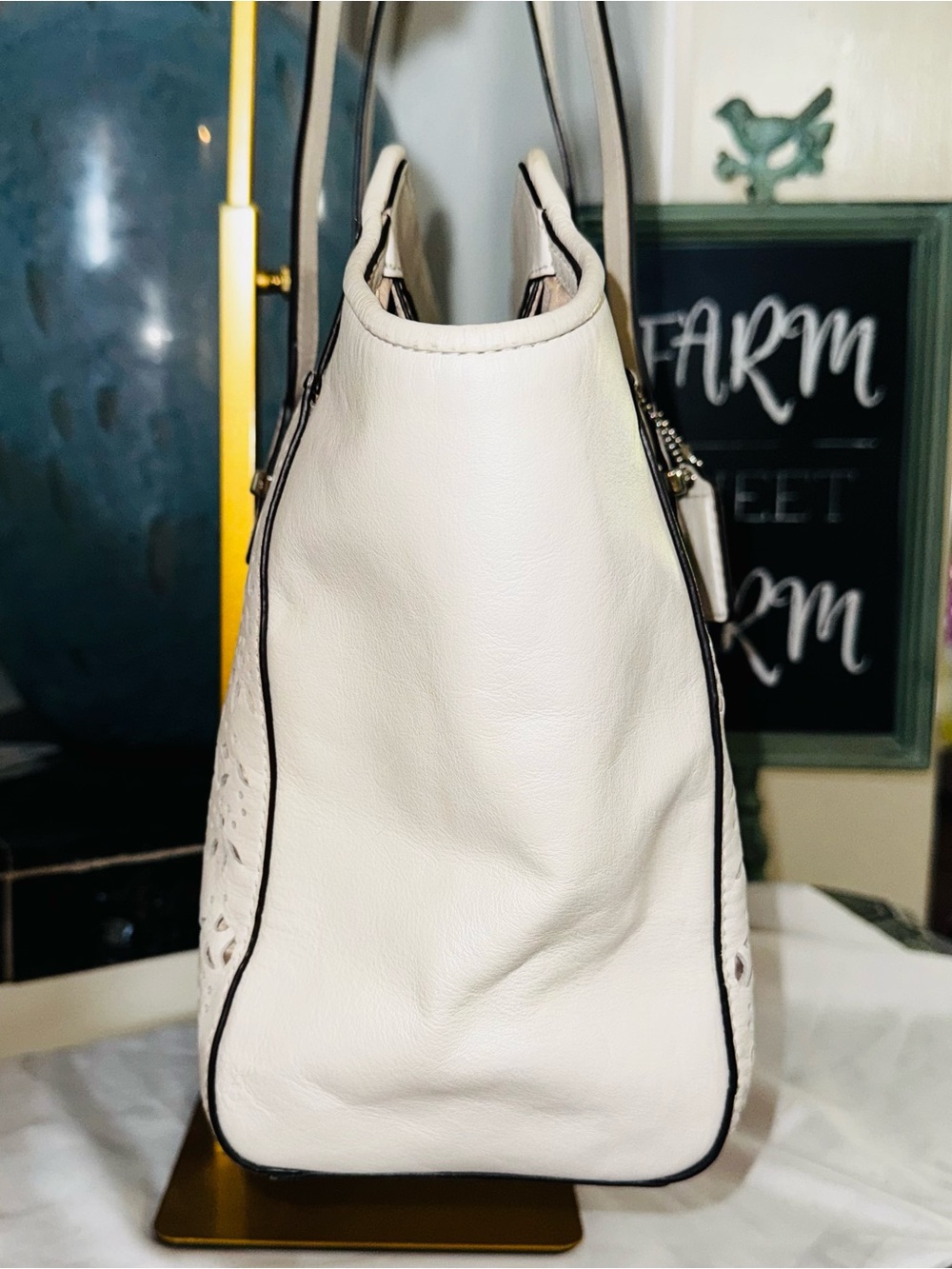 COACH Taylor Eyelet Chalk Leather Tote Satchel 2014 - #27391 - GUC - Picture 16 of 16